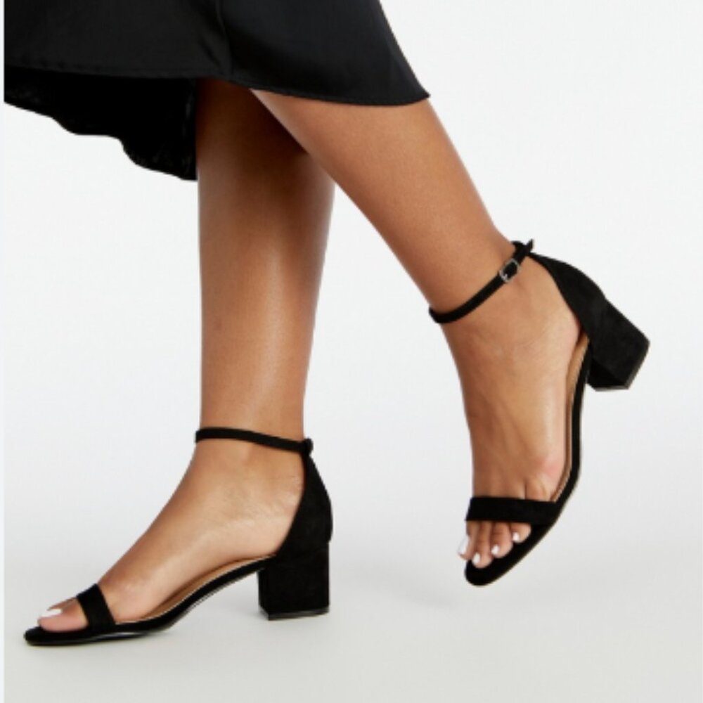 JustFab Black Short Heel Sandals